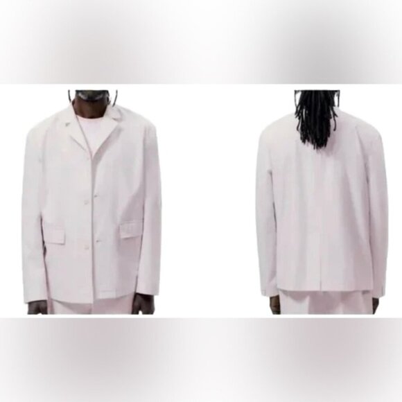 NWOT ZARA Poplin Relaxed Fit Pink Lightweight‎ Suit Jacket 4624/076 Size 40